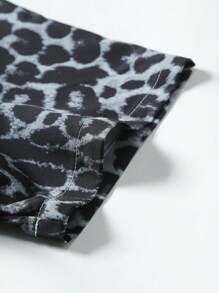 Men's Single-Breasted Short Sleeve Leopard Print Cardigan Shirt