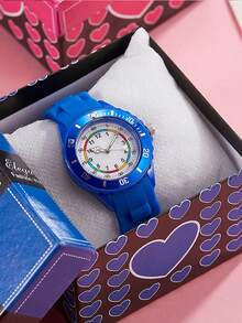 1pc Kids Macaron Color Arabic Numeral Dial Silicone Quartz Watch, Suitable As Birthday, Graduation Gift - one-size - View 6