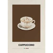 1 pieza Regalo Póster de arte vintage en lienzo con diseño minimalista de café, latte, capuchino y moca para decoración del hogar y cafetería, opcional con marco - Multicolor - Ver 12