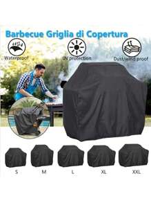 1pc Extra-Large Heavy-Duty Waterproof Grill Cover - Durable BBQ Accessory For Camping & Hiking, Heat Resistant, Easy To Clean, Weatherproof Protection For Outdoor Grills, Black Polyester With Drawstring Closure, Grill Covers For Outside