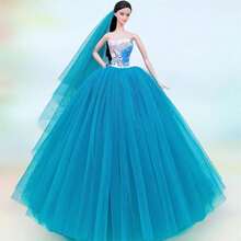 手工制作的奢华婚纱适合 30 厘米/11.8 英寸的娃娃 - 送给新娘的完美 DIY 礼物！（不含娃娃）