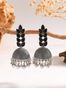 1 Pair Vintage Leaf Earrings With Bells And Tassels, Traditional Jewelry, Suitable For Women To Wear Daily, Festivals, Weddings And Parties/Jewelry Gift