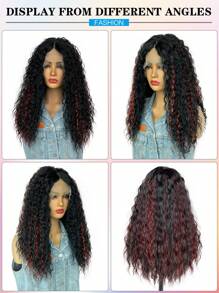 Black Highlight Red Kinky Curly Wig 13 * 4 * 1T Lace Synthetic Wigs