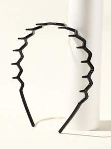 4 Peças Tiara de Cabelo Preta com Dentes Ondulados, Simples, Anti-Deslizante, Adequada para Lavagem de Rosto e Cuidados com o Cabelo, Acessórios de Cabelo Unissex, Tiara em Zigue-Zague