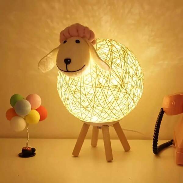 1 peça de luz noturna de cordeiro, alimentada por USB, adequada para decoração de escritório e casa, decoração de escritório, design otimista, decoração de ovelha