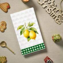 1pc/2pcs Modern Lemon Print Kitchen Towels, Soft & Absorbent Machine Washable Polyester Dishcloth, Perfect For Kitchen Decor, Cooking.Baking, Holiday Decor & Bathroomssentials, TableDecor, Kitchen Supplies, Home Decoration, New Home Bathroom Housewarming Gift, Kitchen Towels