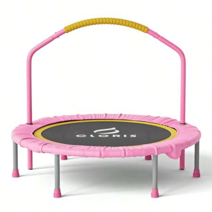 38'' Foldable Fitn Trampoline Max Load 220lbs Rebounder With Adjustable Foam Handle Indoor Outdoor Fitn Body Exercise - Pink - View 1