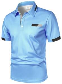 Ropa de hombre Camiseta polo de manga corta de verano con colores contrastantes, casual y de negocios, camisa polo con cuello para hombre, deportes y aire libre - tenis y golf