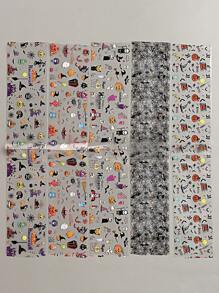 10 pezzi di fogli di decorazioni per unghie per Ognissanti, con disegni di zucche, ragni, pipistrelli, streghe, fantasmi e teschi, senza appiccicosità, per decorazione unghie 3D