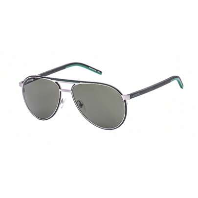 Lacoste Mens Aviator Metal Shiny Grey Sunglasses With Grey Lens Lacoste L193S 035