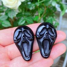 1 Stück 4 cm natürliche Obsidian/Spektrolit Feldspat Gesichtsmaske, geschnitzte Quartz Kristall, Kristall Figur, Wohndekoration, Kristall Chakra Geschenk, Kristall DIY Zubehör (Zufällige Lieferung)