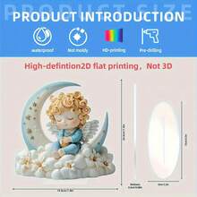 Placa decorativa plana 2D de ángel en forma de media luna de acrílico, de una sola pieza, con soporte - Decoración interior/exterior para festividades, adecuada para Halloween, Pascua, Día de la Madre, Día del Padre, San Patricio - Decoración para el hogar, oficina, cafetería, sin necesidad de electricidad, arte de pared de oficina | Decoración | Patrón de ángel, Decoración de Halloween, plano 2D