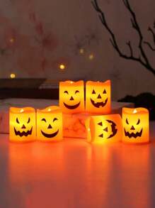 6Pcs Halloween Pumpkin Expressions Candles Light,Flameless Tealights Halloween Candles,Mini Horror Party Props, Pumpkin Light Expressions,Suitable,Battery Operated LED Tealights,For Home Party Decor, Party Supplies, Gifts, Bedroom Table Spooky Decor,Autumn Decoration, Day Of The Dead Candle Decoration,Fall Decor ,Halloween Decorations,Christmas Decorations,Halloween Home Decorations