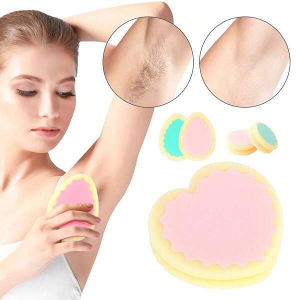 Set de 3 accesorios para el baño: Esponja de baño, esponja portátil y fácil de usar para eliminación del vello corporal, se puede usar para eliminación física diaria del vello y exfoliación, reutilizable y fácil de limpiar, esenciales para el baño, adecuado para uso diario en el hogar o viajes