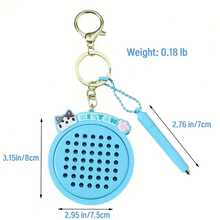 1 件便携式卡通猫磁性绘图板，带珠子、手写笔和钥匙扣 - 适合青少年的轻便旅行玩具，放松和创造力，粉色/蓝色，耐用的 ABS 塑料，紧凑的设计适合飞机和汽车，创意工具 | 着色玩具 | 互动游戏套装 - 彩色 - 查看 8