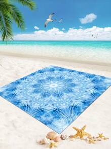 1pc Outdoor Boho Style Waterproof & Sandproof Stylish & Lovely Gradients Flower Pattern Digital Printed Beach Blanket/Picnic Mat, Suitable For Camping, Outdoor Picnics, Beach