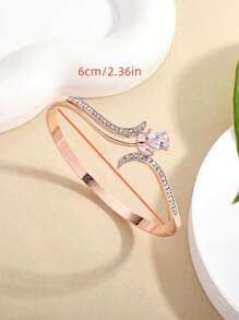 1 pieza Brazalete de mujer con diseño de flor, brazalete de amistad con circonita incrustada, regalo de temporada de graduación lindo