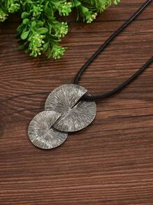 1 pieza Collar largo de mujer minimalista vintage con textura metálica, cadena de suéter con estilo, regalo para madre, profesora, uso diario