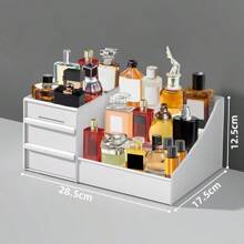 Perfume Organizer For Women Makeup Organizer With Drawers Vanity Display For Dresser Skincare Cosmetic Storage Bathroom Counter Organizer Gifts For Her Pink