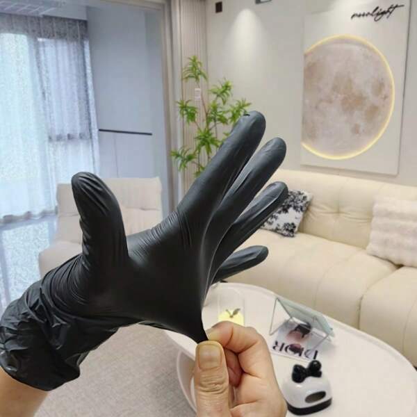 10/20/50/100 Stück PVC Einweg Wasserfeste Schwarze Handschuhe, geeignet für Geschirrspülen, Tätowieren, Haarfärben, tägliche Haushaltsreinigung, Mehrzweckverwendung