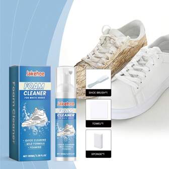 Jakehoe Shoe Cleaning Kit - Foaming Cleaner For Stain Removal, Multi-Purpose Cleaning For Sports Shoes And Home Items