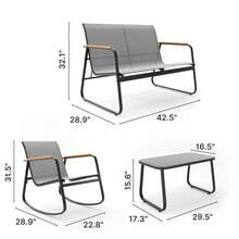 Lofka 4-Piece Outdoor Patio Furniture Set, All Weather-Resistant Textile Fabric Outdoor Conversation Set With Coffee Table, Patio Rocking Chairs For Lawn, Balcony, Poolside,Outdoor Furniture - Xám - Xem 3