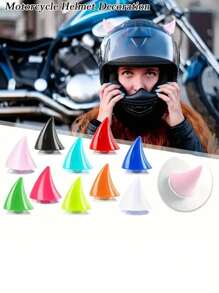 2/4 piezas - Cuerno de becerro creativo para casco de scooter eléctrico y motocicleta - Iluminación redonda retro, accesorios multiusos de ventosa roja y azul, de TPU duradero, piezas de motocicleta