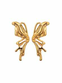 1 Pair Gold Color Butterfly Wings Stud Earrings For Women Stainless Steel Aesthetic Ear 2025 New Fashion Jewelry Gift