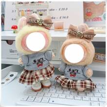 LABOBO 10cm Doll Clothes, High-End Lattice Print Mini Dress Set For LABUBU Blind Box