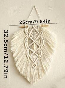 1pc Exquisite And Handmade Macrame Wall Hangings. These Hangings Feature Intricate Knotting Patterns With Tassel Details, And Accented With Light - Colored Wooden Rods And Beads. Ideal For Bohemian - Style Lovers And Home Decor Aficionados. Perfect For Decorating Living Rooms, Bedrooms, Or Any Space Seeking A Touch Of Rustic And Artistic Flair, Adding A Cozy And Inviting Atmosphere. Room Decor Bedroom Decor Wall Decor