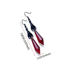 1 Par de Brincos Pendentes Geométricos Estilo Gótico Vermelho Preto Morcego e Prata Palma, Moda e Adequado para Festa de Halloween ou Qualquer Ocasião, Presente para Ela
