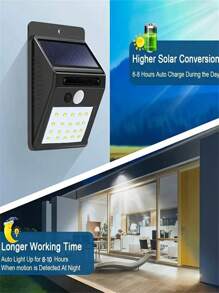 Luz Solar para Uso Externo, 20 LEDs, 3 Modos de Iluminação, Holofote Solar com Sensor de Movimento, Luz Solar de Parede para Pátio, Jardim, Cerca, Garagem