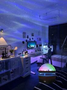 1个USB极光投影灯，带遥控器，7色变换投影夜灯，适用于卧室、游戏室、家庭影院、房间装饰、情人节礼物、露营、婚礼装饰、圣诞装饰、家居圣诞礼物、圣诞装饰品