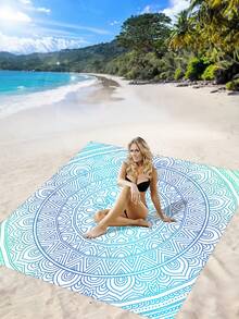 1 chiếc chăn ngoài trời phong cách Bohemian chống thấm nước chống cát thời trang họa tiết hoa ombre đáng yêu in kỹ thuật số, thích hợp cho cắm trại, dã ngoại ngoài trời, chăn đi biển, mùa xuân/hè - Nhiều màu - Xem 8