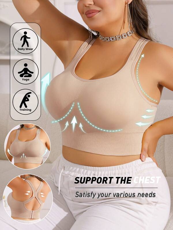 Plus Size Women Sports Bra With Lift, Shock Absorber, Seamless, Wireless, Breathable, Comfort