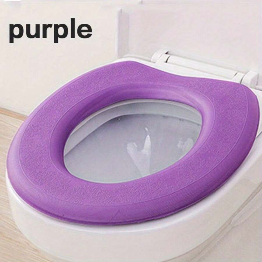 [Local Warehouse]14.96in 1pc Waterproof Toilet Seat Cover Soft Washable Bathroom Toilet Cushion O-Shaped Toilet Seat Toilet Lid Accessories