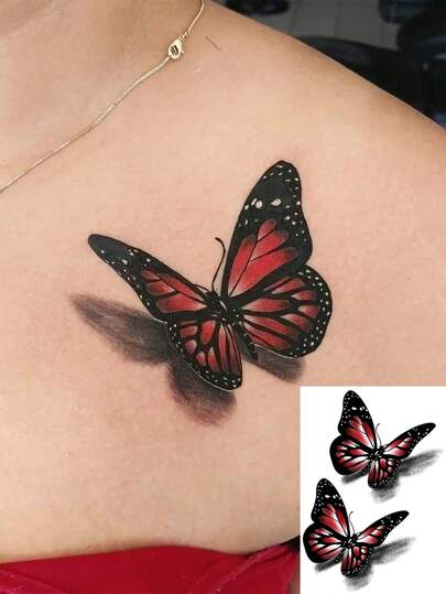 1 Stück waschbare temporäre Tattoo Aufkleber, die bis zu 7 Tage halten, künstlerisches Schmetterlings-Design, geeignet für modebewusste Jugendliche, wasserdicht und schweißfest