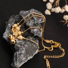 1 pièce Bracelet de cheville en acier inoxydable plaqué or 18 carats, Bracelet de cheville à double couche réglable, accessoires uniques et à la mode, convenant pour les femmes au quotidien, au travail, pour les déplacements, les sorties, excellent cadeau pour la petite amie