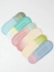 Random 1/2/4/6 Pairs Of Solid Color Women Ankle Socks, Open Back Gradual Change Bound Pilates Yoga Anti-Slip Professional Fitness Sports Socks