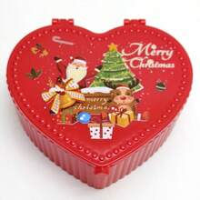 صندوق مجوهرات قلب أحمر بشكل قلب مصنوع من البلاستيك بنقوش عيد الميلاد، مناسب لتخزين وعرض المجوهرات، مناسب لتعبئة مستحضرات التجميل، صندوق هدايا عيد الميلاد.