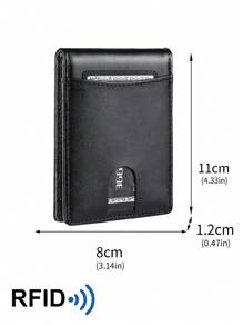 Ultra-Thin Wallet For Men, Premium RFID Blocking Bifold Leather Wallet, Stainless Steel Money Clip, Gift For Men, Solid Color Anti-Theft Synthetic Leather