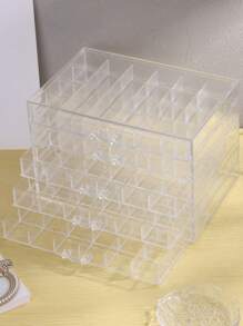 1pc Clear Nail Art Storage Case Rhinestones Gems Plastic Material Empty Container Nails Jewelry Storage Holder Makeup Case Multifunctional Nail Art Tools