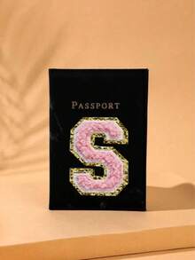 1pc A-Z Letter Travel Passport Holder, PU Material Map Pattern Passport Cover, Pink Color Passport Case, Business Travel Passport WalletFor Travel For Flight Lightweight - Black - View 14