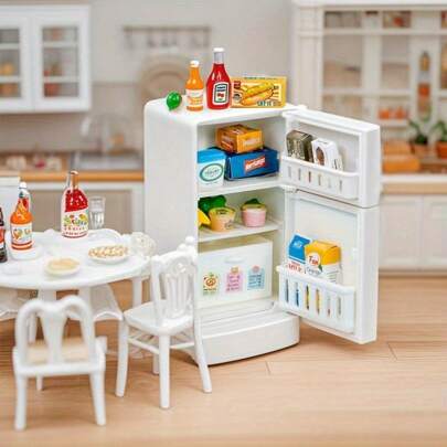 17pcs Per Set, Mini Refrigerator Toys - Toy House Decoration, Toy House Furniture, Simulated Food For Teenagers, Toy House Mini Kitchen Role-Playing