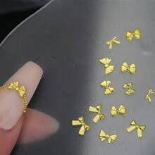 50PCS Alloy Bow Wearing Nail Decoration Mini Metal Rivets Gold And Silver Ribbon Nail Accessories
