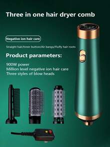 Multi Functional 3-In-1 Hair Dryer, Negative Ion, Multifunctional, Suitable For Both Dry And Wet Use, Capable Of Blowing And Curling Hair,Hot Air Comb Curling Straight Hair Perm, Hair Salon Style Negative Ion Blower,Gift And Gift - US A Type Plug(110-127V) - View 1