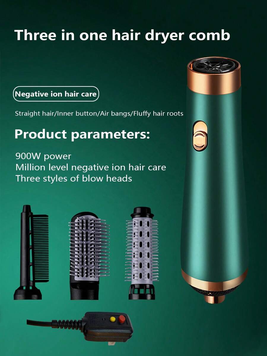 Multi Functional 3-In-1 Hair Dryer, Negative Ion, Multifunctional, Suitable For Both Dry And Wet Use, Capable Of Blowing And Curling Hair,Hot Air Comb Curling Straight Hair Perm, Hair Salon Style Negative Ion Blower,Gift And Gift - US A Type Plug(110-127V) - View 1