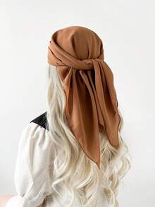 1 件装女士长袍配饰纯色头巾时尚百搭佩斯利印花真丝围巾方形围巾，适合头发/头饰/围巾/头巾/头巾上衣，红色