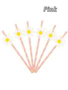10/20/30/40/100pcs Daisy Paper Straws, Daisy Party Decor, 2pcs Elegant Daisy Straws, Floral Straws, Pink Floral Straws, Suitable For Birthday Party Supplies, Wedding Decoration, Floral Straws, Also Suitable For Wedding, Birthday Party, Graduation, Anniversary, Anniversary Dinner, Halloween, Valentine's Day, Christmas, Thanksgiving Gifts, 1pc - Multicolor - View 16