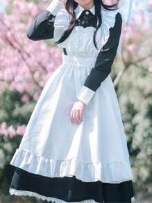 Uniforme de criada estilo lolita británico clásico, disfraz de camarero/a de anime/cómic para cosplay, café y Halloween